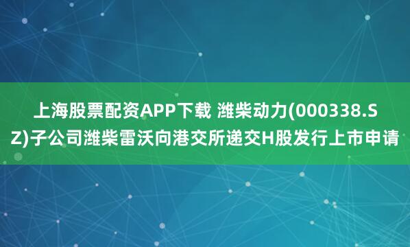 上海股票配资APP下载 潍柴动力(000338.SZ)子公司潍柴雷沃向港交所递交H股发行上市申请