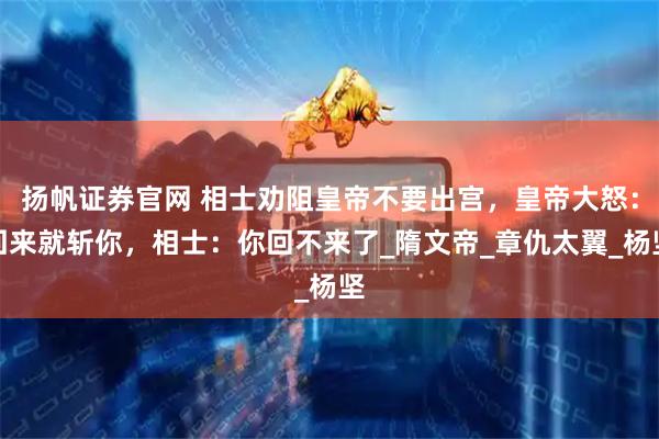 扬帆证券官网 相士劝阻皇帝不要出宫，皇帝大怒：回来就斩你，相士：你回不来了_隋文帝_章仇太翼_杨坚