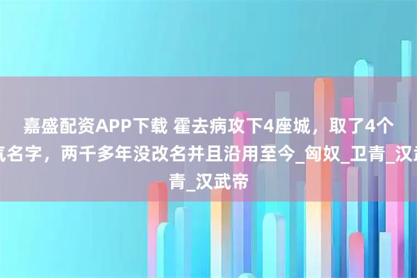 嘉盛配资APP下载 霍去病攻下4座城，取了4个霸气名字，两千多年没改名并且沿用至今_匈奴_卫青_汉武帝